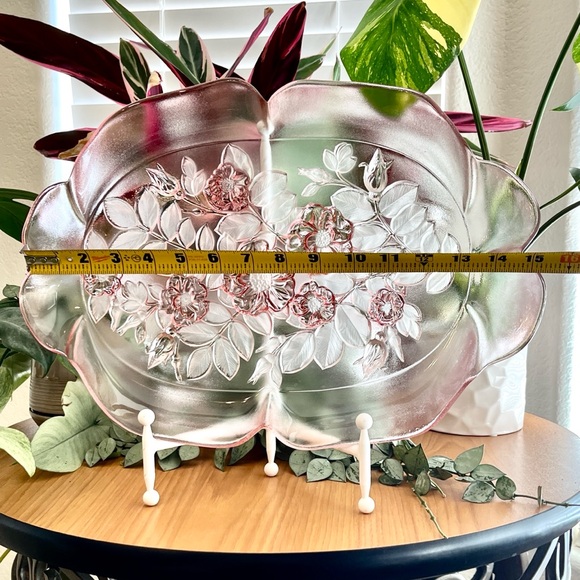 Mikasa Vintage Rosella Pink Rose Frosted Glass Serving Tray EUC - Picture 5 of 7